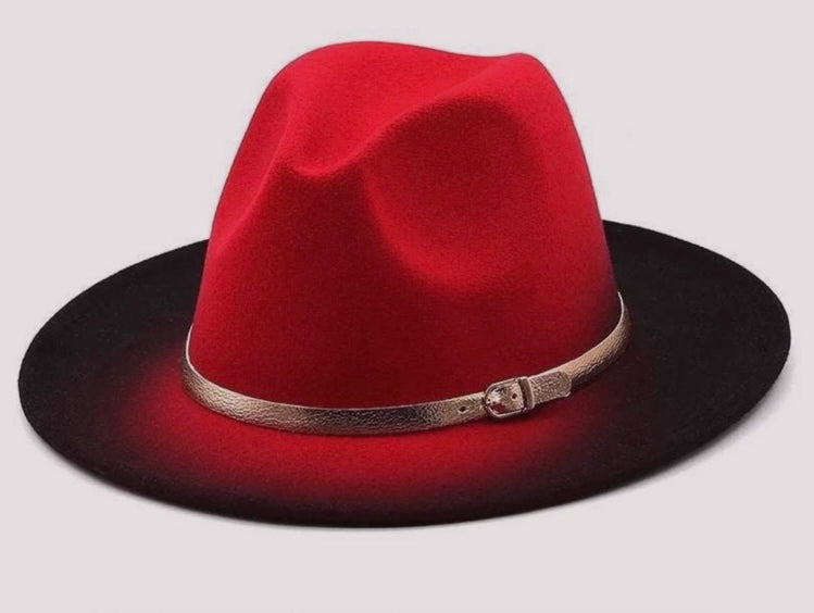 Ombré Black/Red Fedora